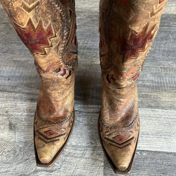Corral Women's Aztec Embroidered Cowgirl Boot Snip Toe C2872 Lady's Size 10M - Picture 11 of 16